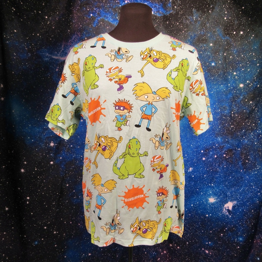 90s Nickelodeon Cartoons Light Blue T-shirt